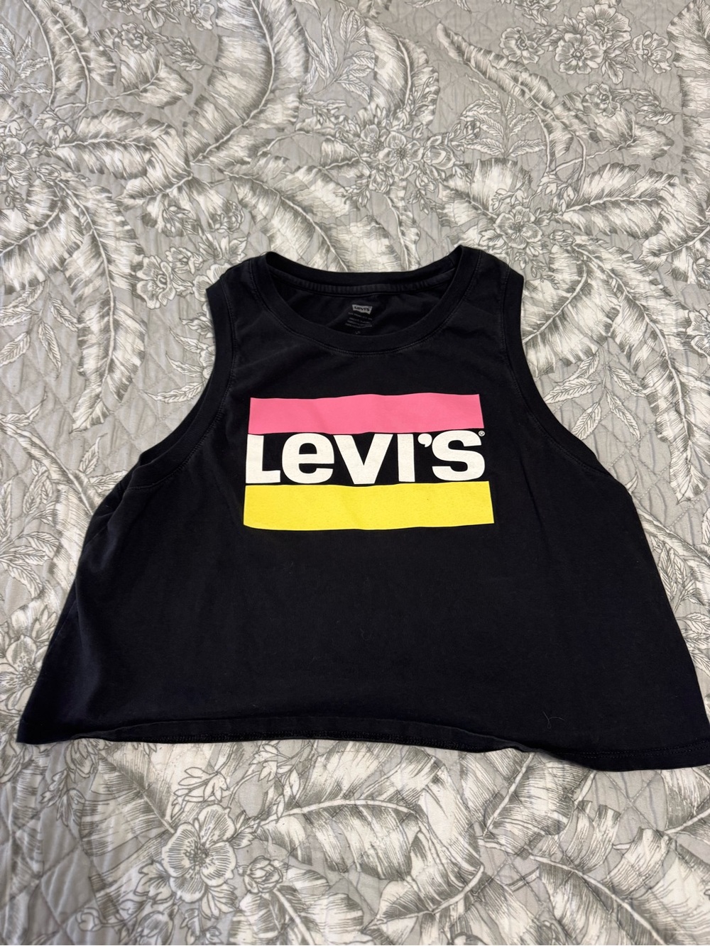 Levi's Black Tank with Pink & Yellow Block Logo